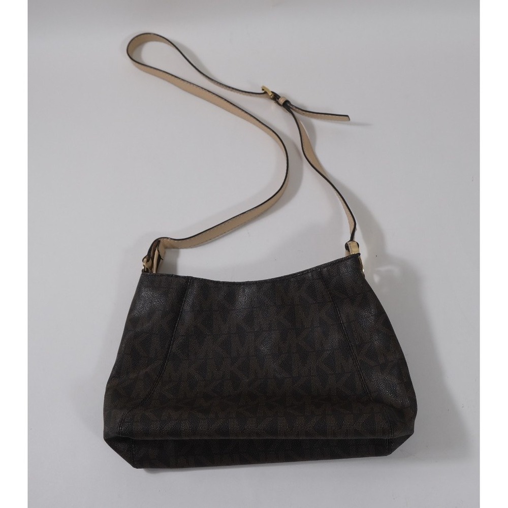 Michael Kors Crossbody Bag Women Medium Brown Monogram Logo Signature Gold Tone